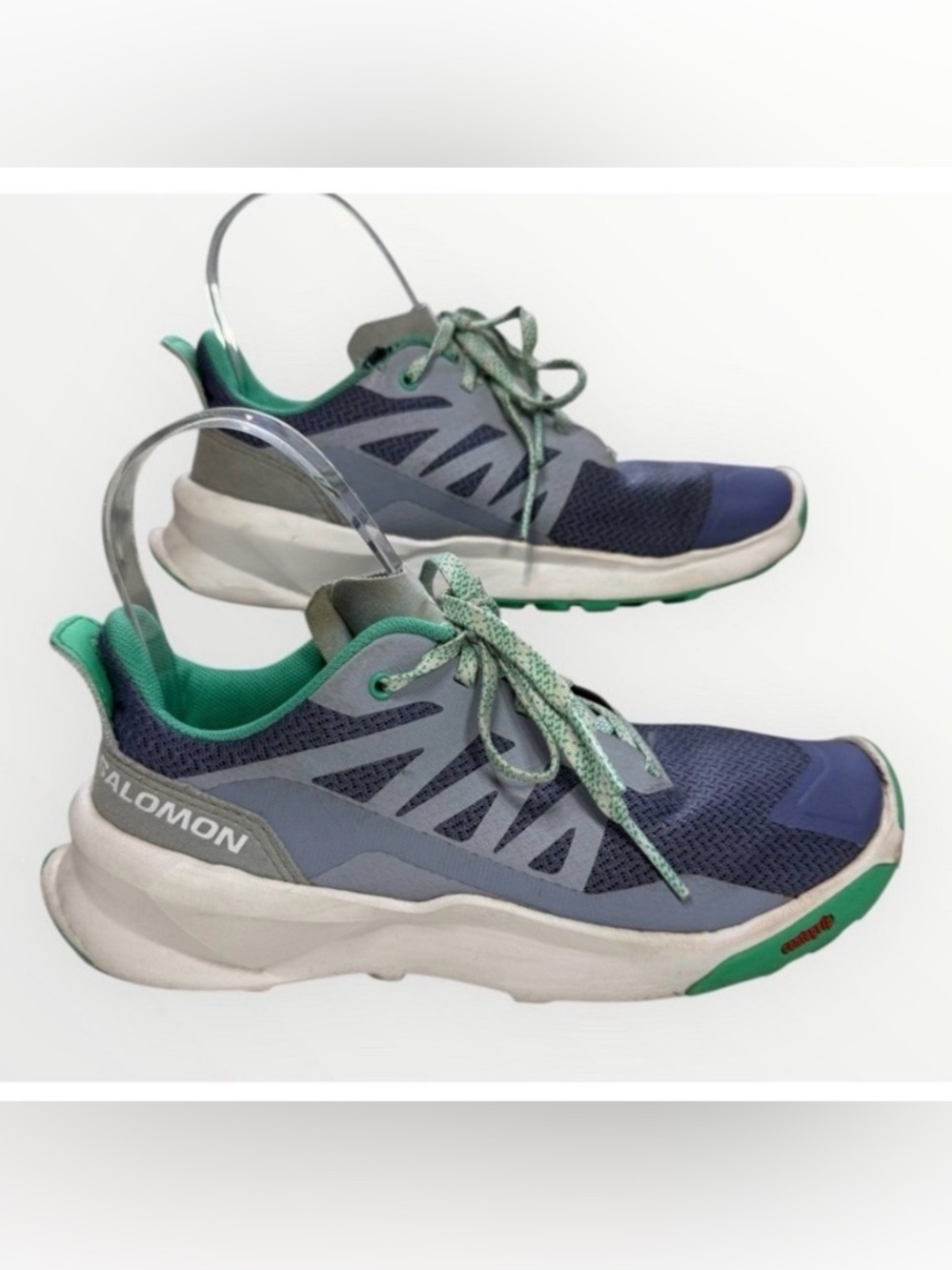 Salomon Women's Running‎ Shoes Blue Gray Mint Size 5-5.5 Trail Sneakers Kids 4